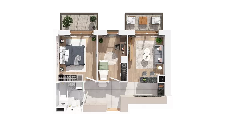 3 pokoje, mieszkanie 53,36 m², piętro 4, oferta nr 3.04.B11, Ogrody Andersa IV, Gliwice, Wojska Polskiego, ul. J. Sowińskiego