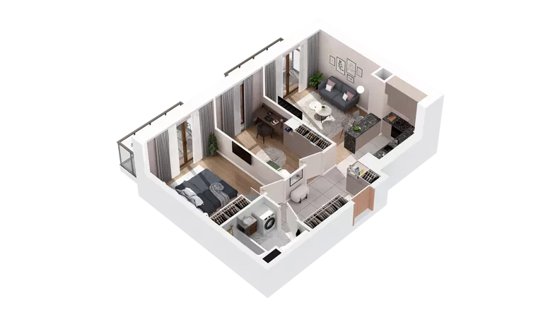 3 pokoje, mieszkanie 53,36 m², piętro 4, oferta nr 3.04.B11, Ogrody Andersa IV, Gliwice, Wojska Polskiego, ul. J. Sowińskiego