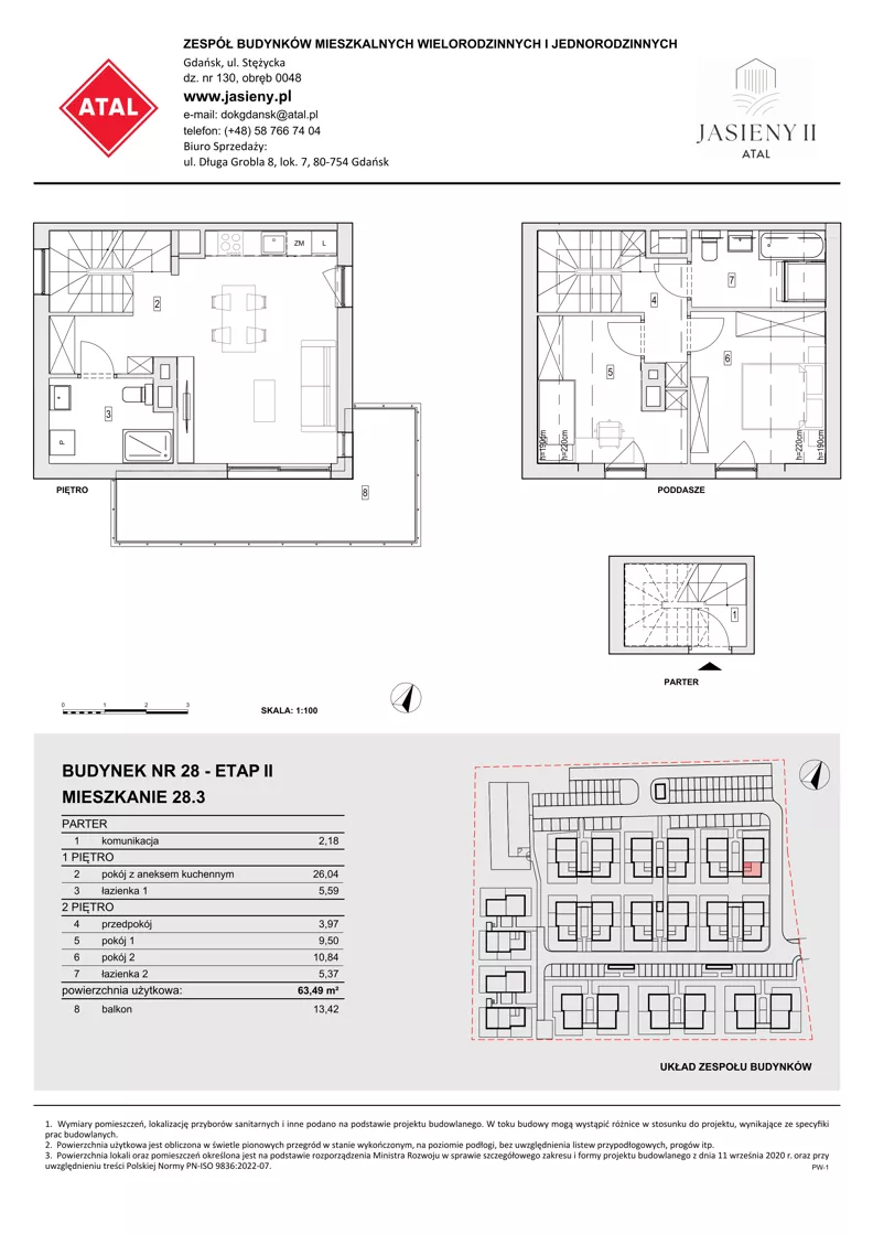 3 pokoje, mieszkanie 63,49 m², parter, oferta nr 28.3, ATAL Jasieny II, Gdańsk, Jasień, ul. Stężycka