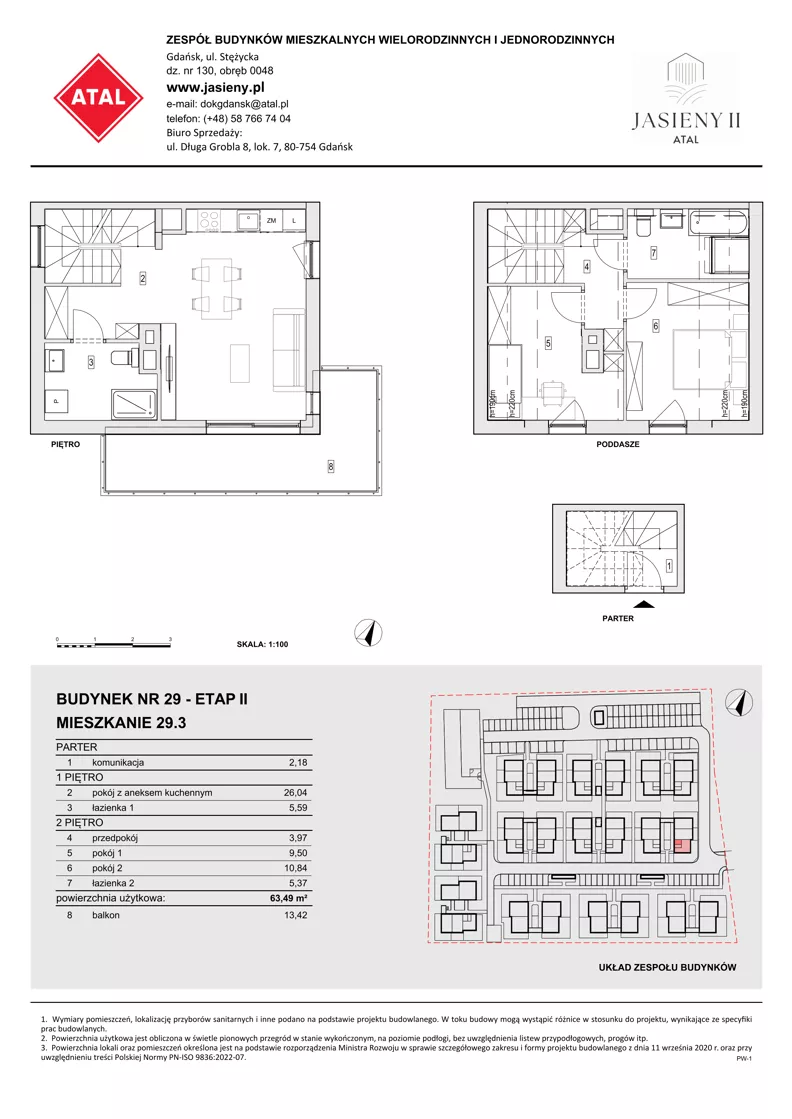 3 pokoje, mieszkanie 63,49 m², parter, oferta nr 29.3, ATAL Jasieny II, Gdańsk, Jasień, ul. Stężycka