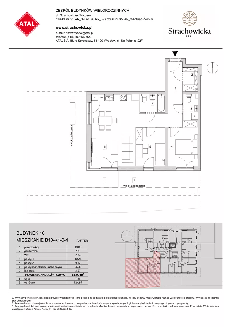 3 pokoje, mieszkanie 65,95 m², parter, oferta nr B10-K1-0-4, ATAL Strachowicka II, Wrocław, Żerniki, Fabryczna, ul. Strachowicka