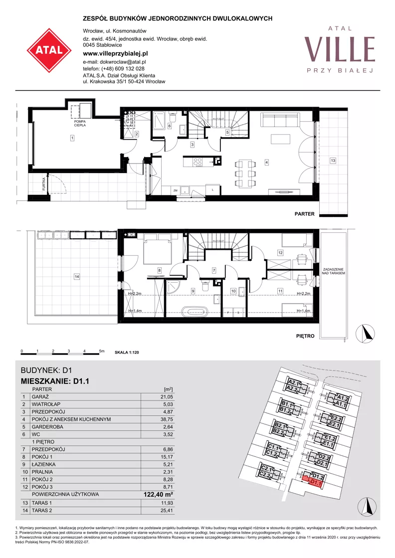 Dom 122,40 m², oferta nr D1.1, ATAL Ville przy Białej, Wrocław, Leśnica, Stabłowice, ul. Biała