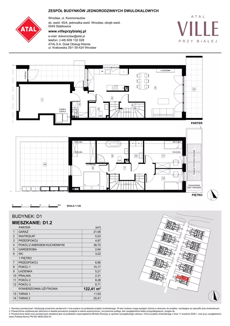 Dom 122,41 m², oferta nr D1.2, ATAL Ville przy Białej, Wrocław, Leśnica, Stabłowice, ul. Biała