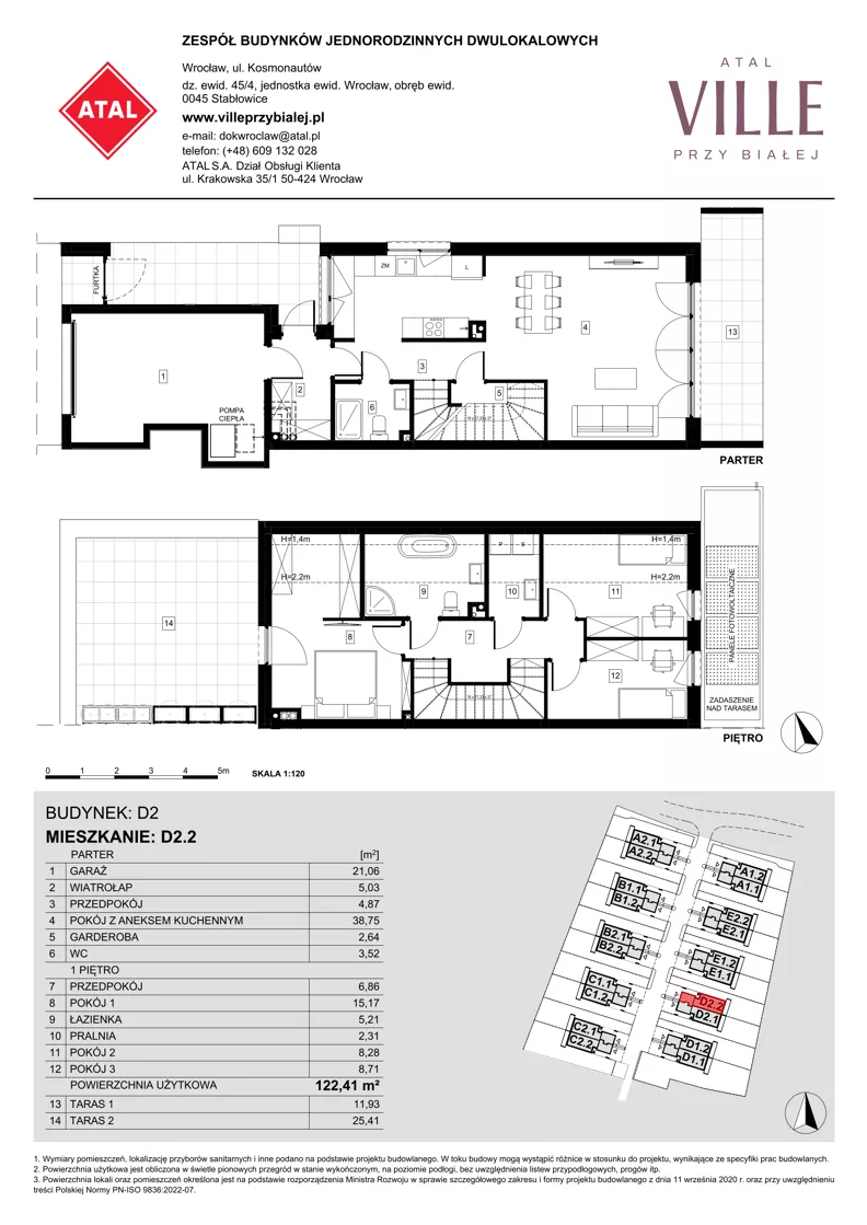 Dom 122,41 m², oferta nr D2.2, ATAL Ville przy Białej, Wrocław, Leśnica, Stabłowice, ul. Biała