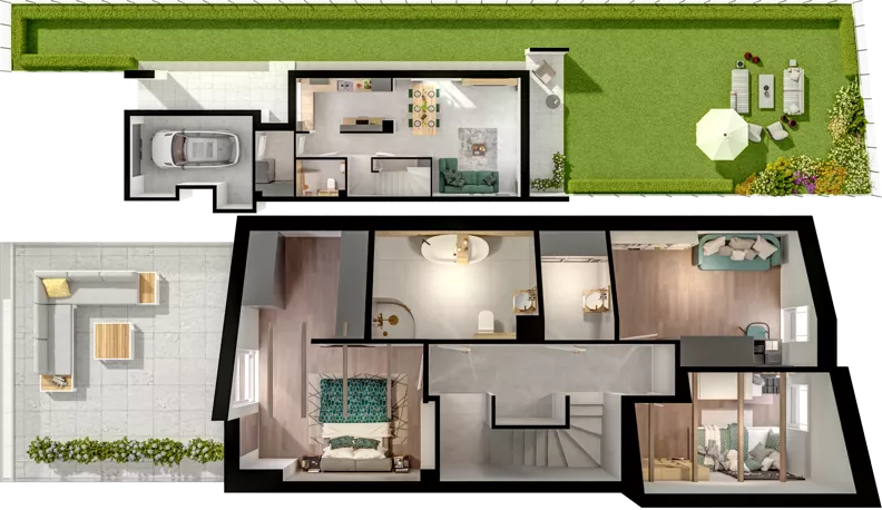 Dom 122,41 m², oferta nr D2.2, ATAL Ville przy Białej, Wrocław, Leśnica, Stabłowice, ul. Biała
