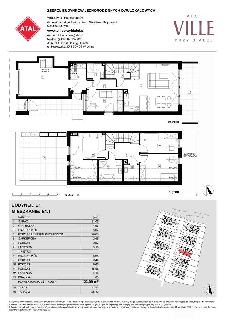 Dom 123,09 m², oferta nr E1.1, ATAL Ville przy Białej, Wrocław, Leśnica, Stabłowice, ul. Biała