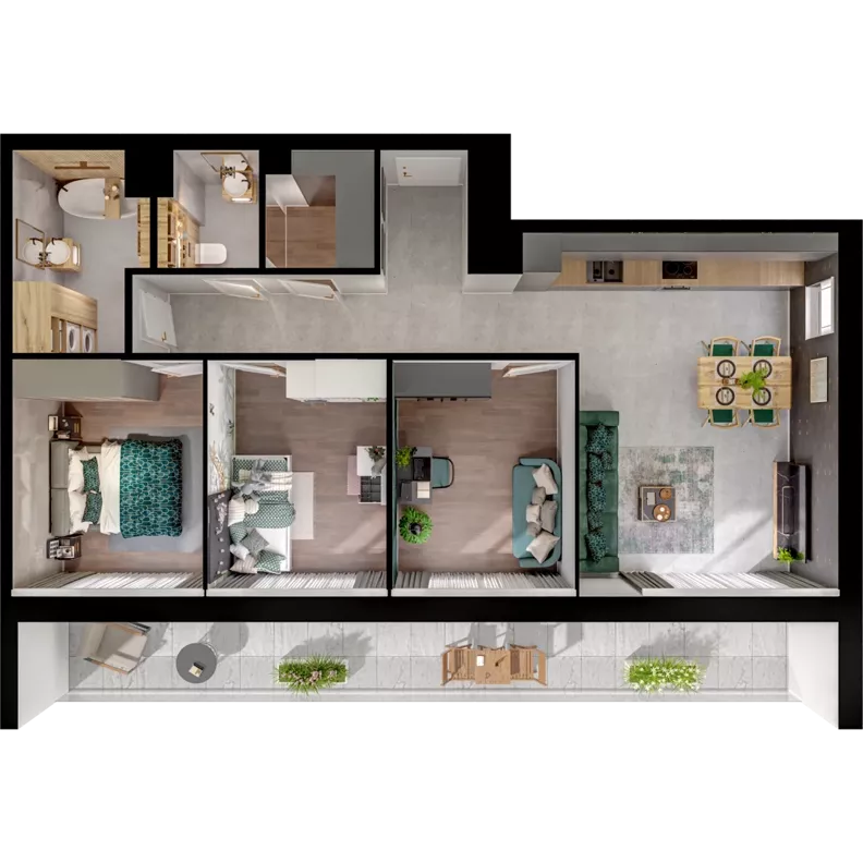 4 pokoje, mieszkanie 77,45 m², piętro 3, oferta nr A02.3.69, Skwer Witosa, Piastów, ul. Bodycha/Witosa