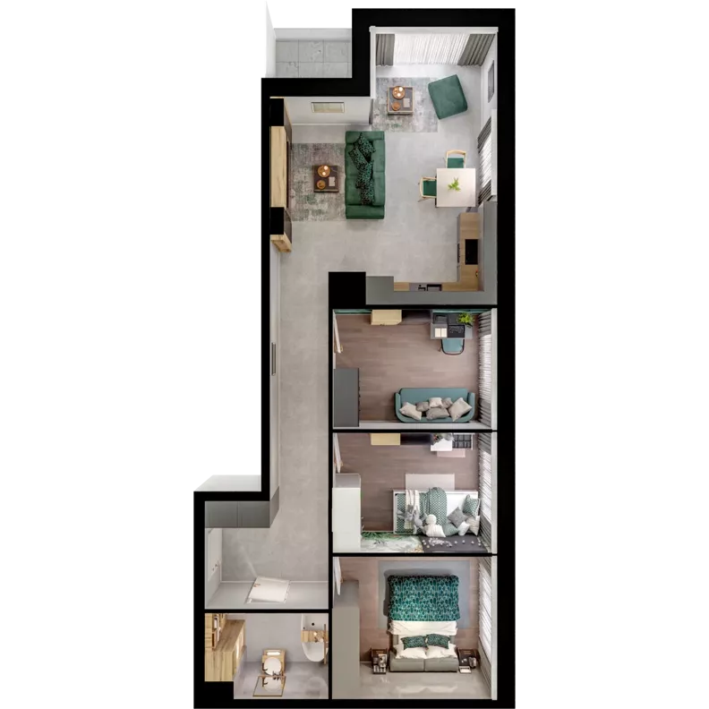 4 pokoje, mieszkanie 70,29 m², piętro 1, oferta nr B01.1.17, Skwer Witosa, Piastów, ul. Bodycha/Witosa