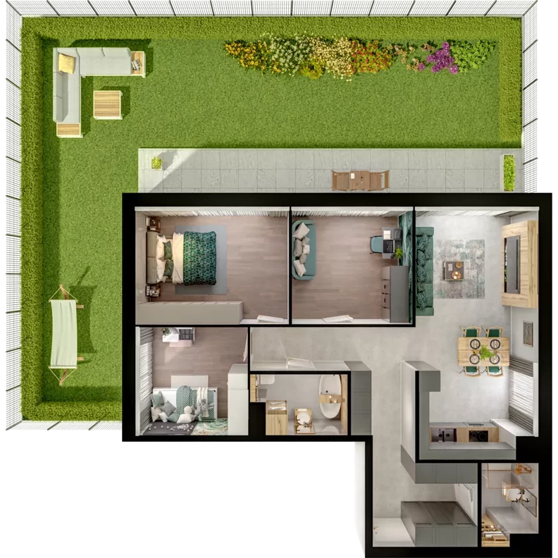 4 pokoje, mieszkanie 85,88 m², parter, oferta nr C01.0.05, Skwer Witosa, Piastów, ul. Bodycha/Witosa
