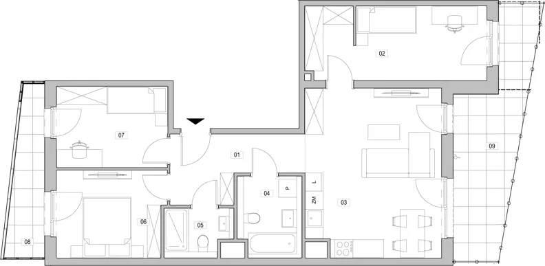 4 pokoje, mieszkanie 76,03 m², piętro 1, oferta nr C.1.66, ATAL Unii Lubelskiej, Poznań, Rataje, Starołęka, ul. Heleny Tadeuszak
