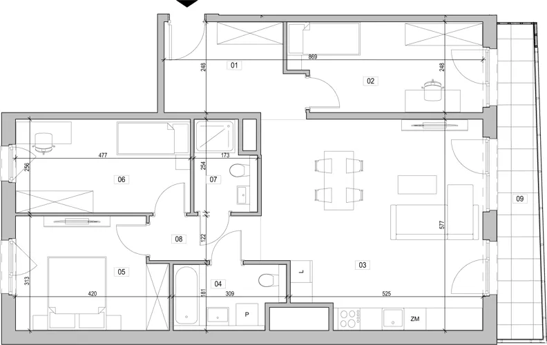 4 pokoje, mieszkanie 90,21 m², piętro 12, oferta nr E.12.257, ATAL Unii Lubelskiej, Poznań, Rataje, Starołęka, ul. Heleny Tadeuszak