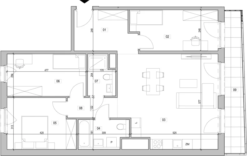 4 pokoje, mieszkanie 90,39 m², piętro 13, oferta nr E.13.261, ATAL Unii Lubelskiej, Poznań, Rataje, Starołęka, ul. Heleny Tadeuszak