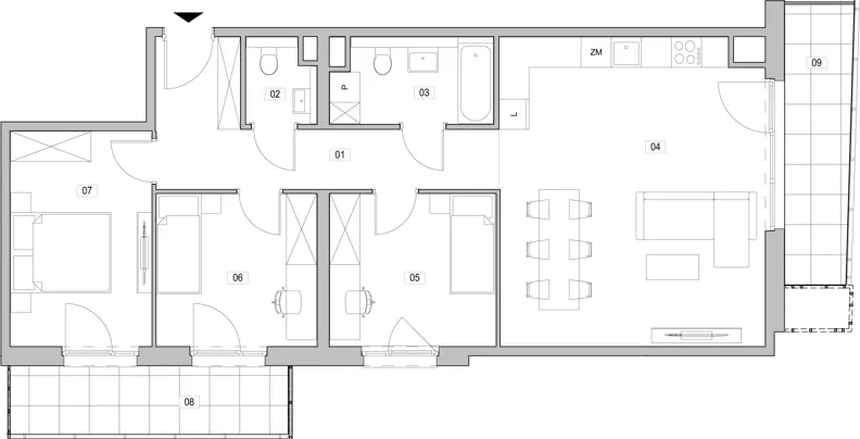 4 pokoje, mieszkanie 82,77 m², piętro 2, oferta nr C.2.68, ATAL Unii Lubelskiej, Poznań, Rataje, Starołęka, ul. Heleny Tadeuszak
