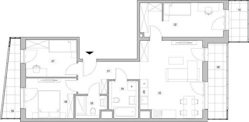 4 pokoje, mieszkanie 76,03 m², piętro 2, oferta nr C.2.69, ATAL Unii Lubelskiej, Poznań, Rataje, Starołęka, ul. Heleny Tadeuszak