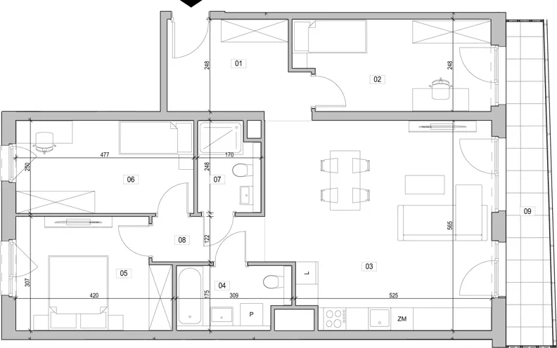 4 pokoje, mieszkanie 89,56 m², piętro 2, oferta nr E.2.216, ATAL Unii Lubelskiej, Poznań, Rataje, Starołęka, ul. Heleny Tadeuszak