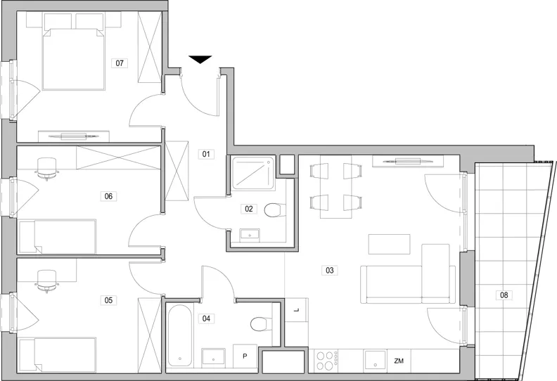 4 pokoje, mieszkanie 74,90 m², piętro 2, oferta nr F.2.279, ATAL Unii Lubelskiej, Poznań, Rataje, Starołęka, ul. Heleny Tadeuszak