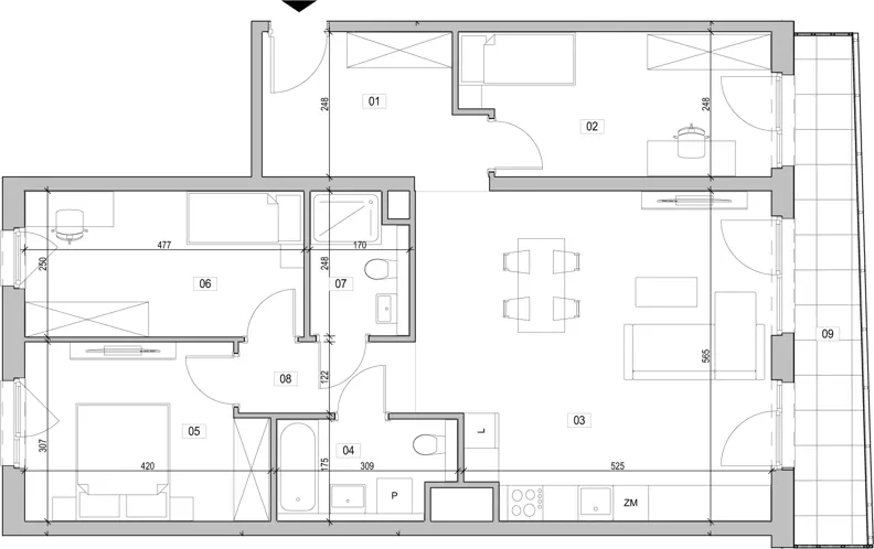 4 pokoje, mieszkanie 89,61 m², piętro 3, oferta nr E.3.221, ATAL Unii Lubelskiej, Poznań, Rataje, Starołęka, ul. Heleny Tadeuszak