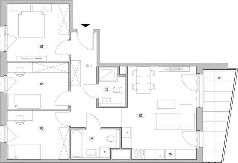 4 pokoje, mieszkanie 75,12 m², piętro 3, oferta nr F.3.283, ATAL Unii Lubelskiej, Poznań, Rataje, Starołęka, ul. Heleny Tadeuszak