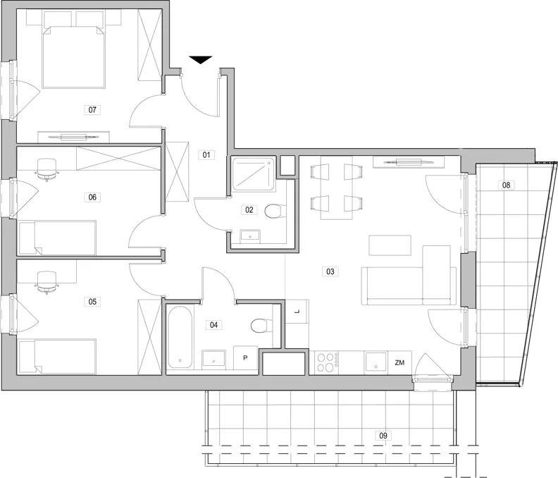 4 pokoje, mieszkanie 75,12 m², piętro 4, oferta nr F.4.287, ATAL Unii Lubelskiej, Poznań, Rataje, Starołęka, ul. Heleny Tadeuszak