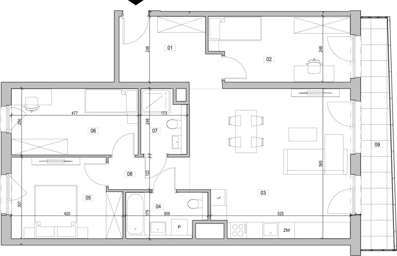 4 pokoje, mieszkanie 89,48 m², piętro 6, oferta nr E.6.233, ATAL Unii Lubelskiej, Poznań, Rataje, Starołęka, ul. Heleny Tadeuszak