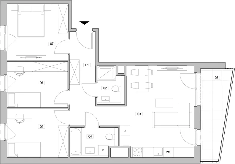 4 pokoje, mieszkanie 75,01 m², piętro 6, oferta nr F.6.295, ATAL Unii Lubelskiej, Poznań, Rataje, Starołęka, ul. Heleny Tadeuszak