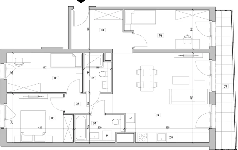 4 pokoje, mieszkanie 89,61 m², piętro 7, oferta nr E.7.237, ATAL Unii Lubelskiej, Poznań, Rataje, Starołęka, ul. Heleny Tadeuszak