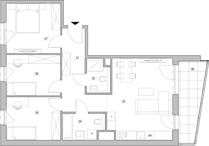 4 pokoje, mieszkanie 75,12 m², piętro 8, oferta nr F.8.303, ATAL Unii Lubelskiej, Poznań, Rataje, Starołęka, ul. Heleny Tadeuszak