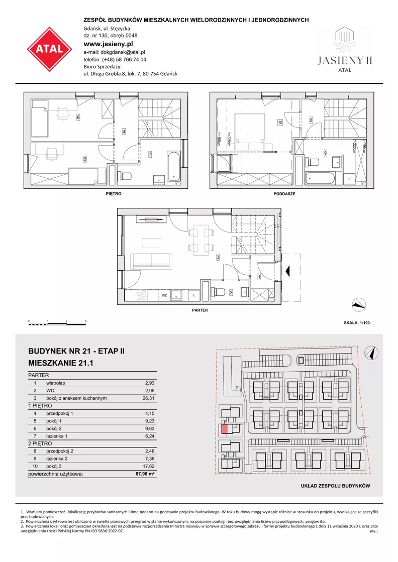 4 pokoje, mieszkanie 87,98 m², parter, oferta nr 21.1, ATAL Jasieny II, Gdańsk, Jasień, ul. Stężycka