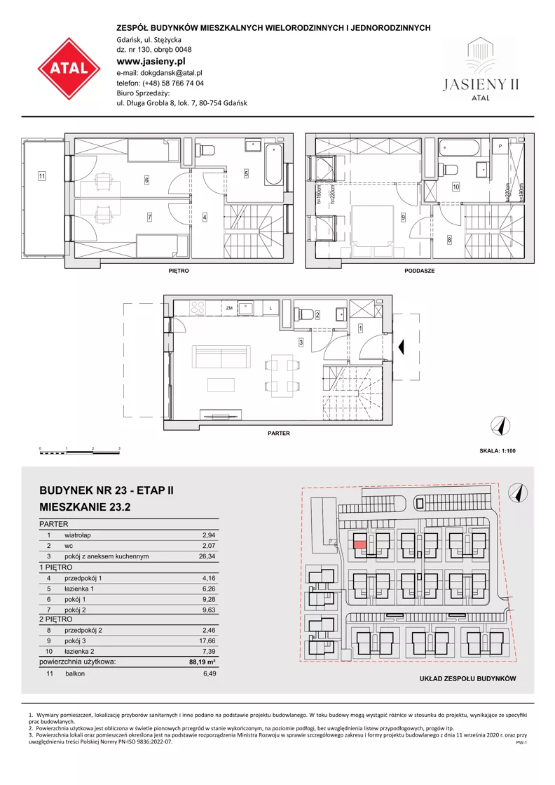 4 pokoje, mieszkanie 88,19 m², parter, oferta nr 23.2, ATAL Jasieny II, Gdańsk, Jasień, ul. Stężycka