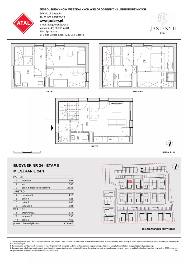 4 pokoje, mieszkanie 87,98 m², parter, oferta nr 24.1, ATAL Jasieny II, Gdańsk, Jasień, ul. Stężycka