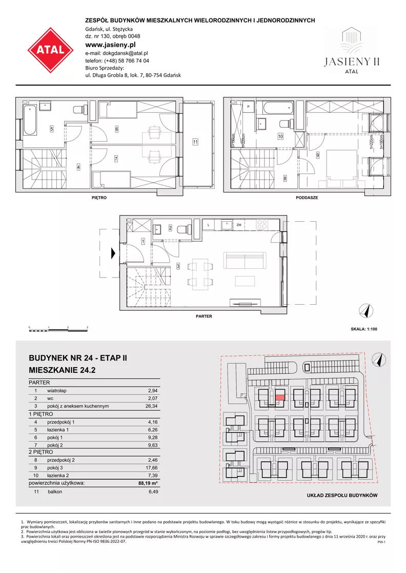 4 pokoje, mieszkanie 88,19 m², parter, oferta nr 24.2, ATAL Jasieny II, Gdańsk, Jasień, ul. Stężycka