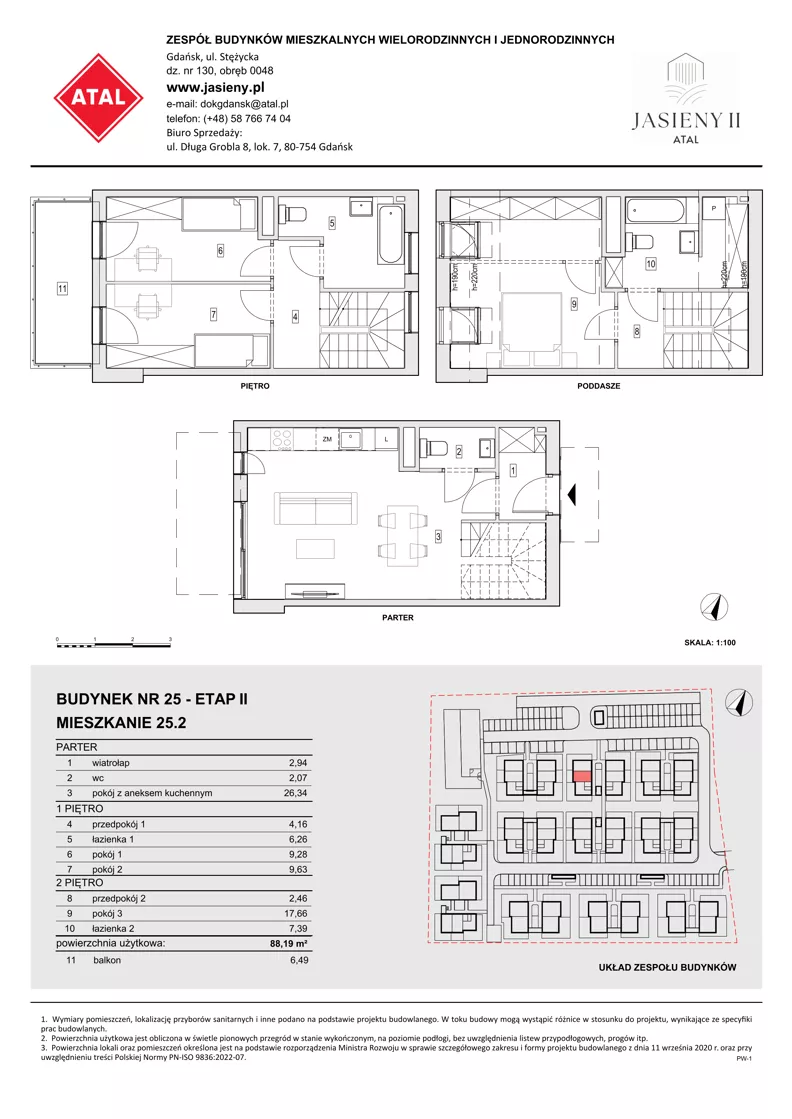 4 pokoje, mieszkanie 88,19 m², parter, oferta nr 25.2, ATAL Jasieny II, Gdańsk, Jasień, ul. Stężycka