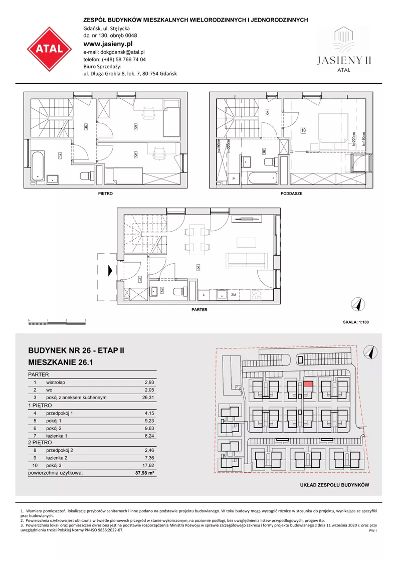 4 pokoje, mieszkanie 87,98 m², parter, oferta nr 26.1, ATAL Jasieny II, Gdańsk, Jasień, ul. Stężycka
