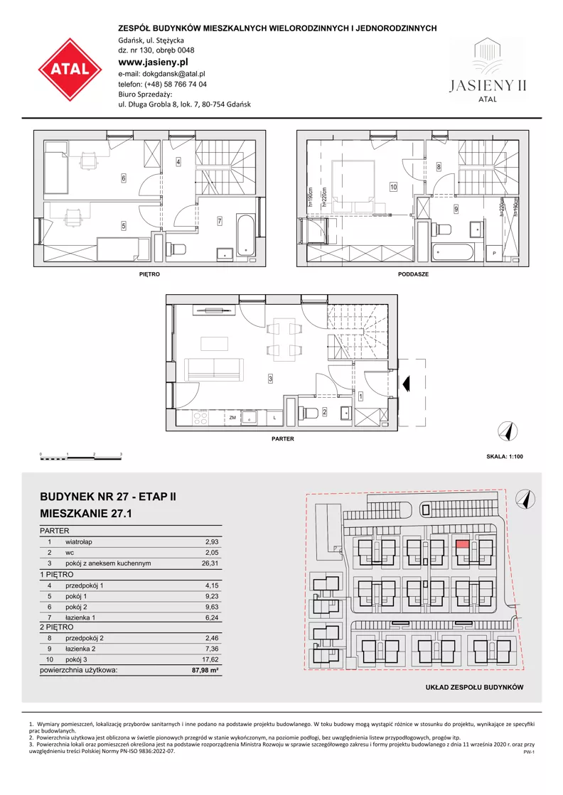 4 pokoje, mieszkanie 87,98 m², parter, oferta nr 27.1, ATAL Jasieny II, Gdańsk, Jasień, ul. Stężycka