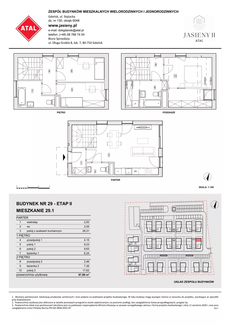 4 pokoje, mieszkanie 87,98 m², parter, oferta nr 29.1, ATAL Jasieny II, Gdańsk, Jasień, ul. Stężycka
