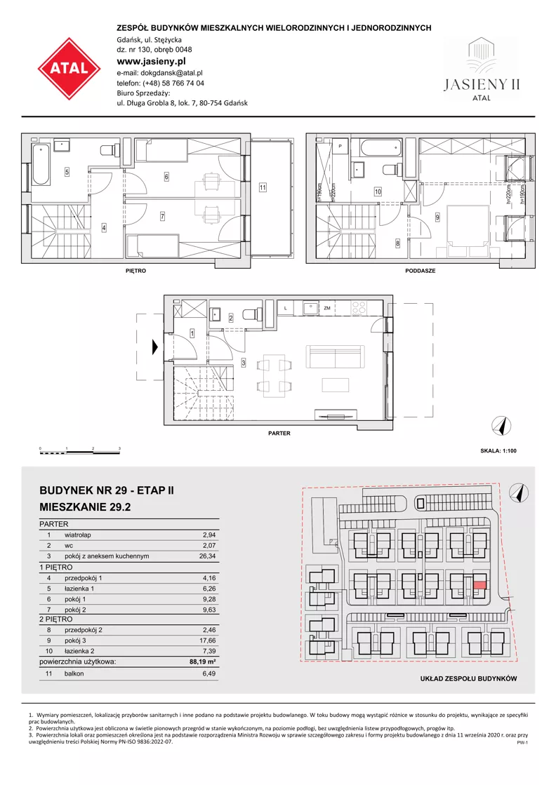 4 pokoje, mieszkanie 88,19 m², parter, oferta nr 29.2, ATAL Jasieny II, Gdańsk, Jasień, ul. Stężycka