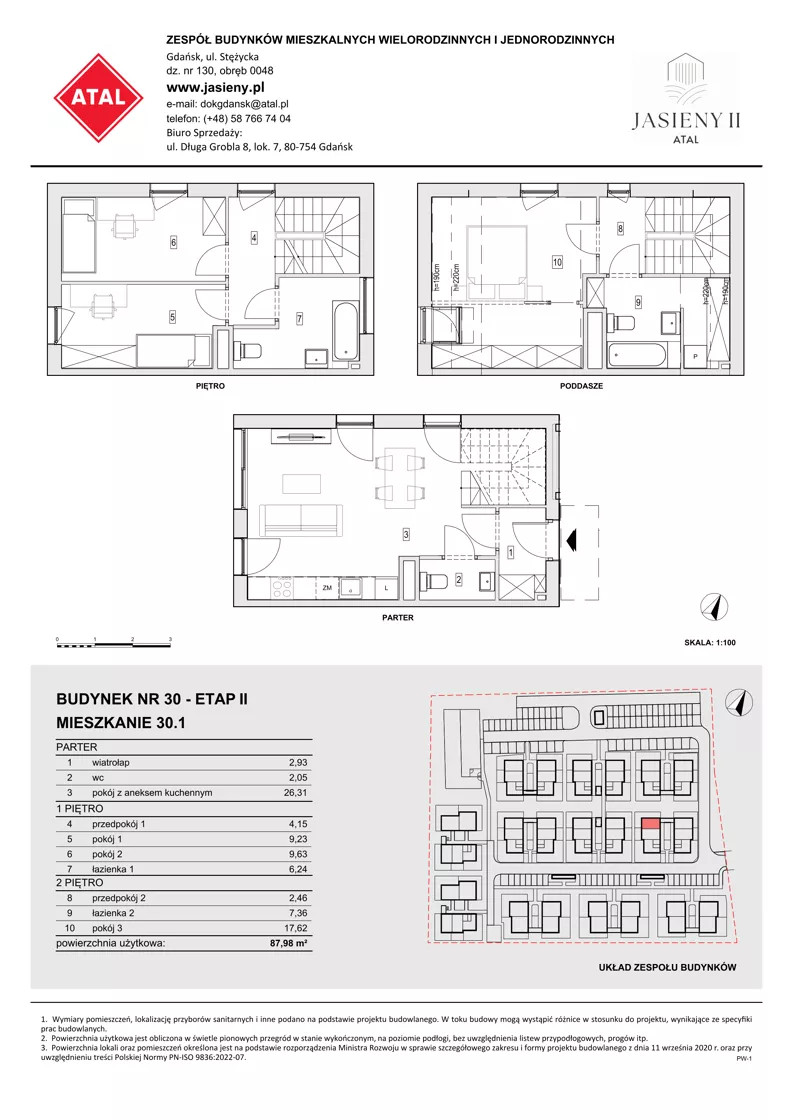 4 pokoje, mieszkanie 87,98 m², parter, oferta nr 30.1, ATAL Jasieny II, Gdańsk, Jasień, ul. Stężycka