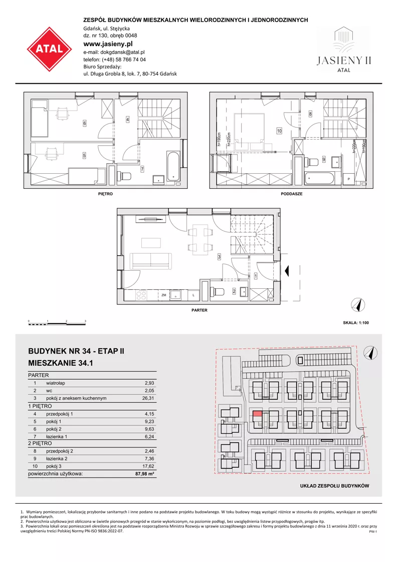 4 pokoje, mieszkanie 87,98 m², parter, oferta nr 34.1, ATAL Jasieny II, Gdańsk, Jasień, ul. Stężycka