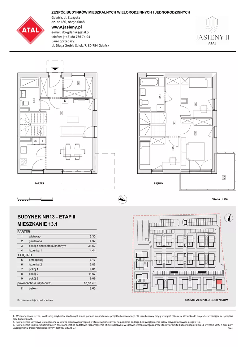 Dom 85,38 m², oferta nr 13.1, ATAL Jasieny II - domy, Gdańsk, Jasień, ul. Stężycka