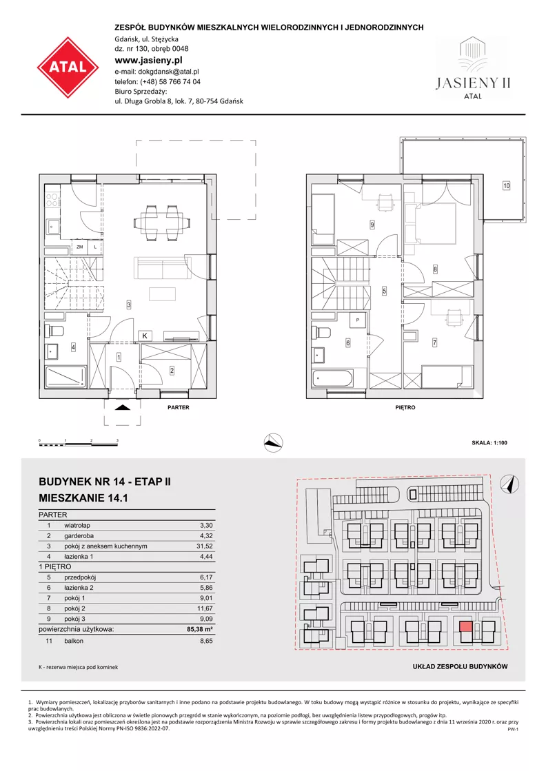 Dom 85,38 m², oferta nr 14.1, ATAL Jasieny II - domy, Gdańsk, Jasień, ul. Stężycka