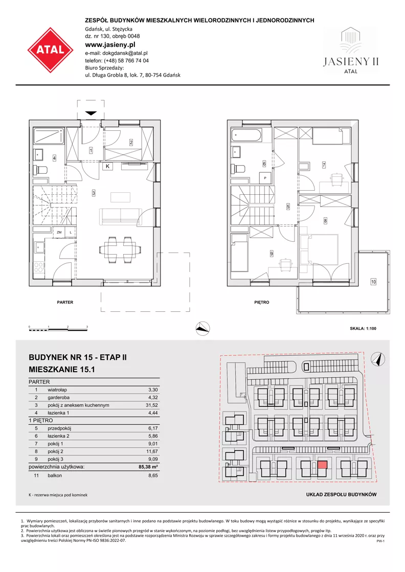 Dom 85,38 m², oferta nr 15.1, ATAL Jasieny II - domy, Gdańsk, Jasień, ul. Stężycka