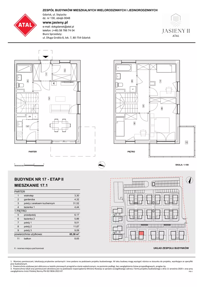 Dom 85,38 m², oferta nr 17.1, ATAL Jasieny II - domy, Gdańsk, Jasień, ul. Stężycka