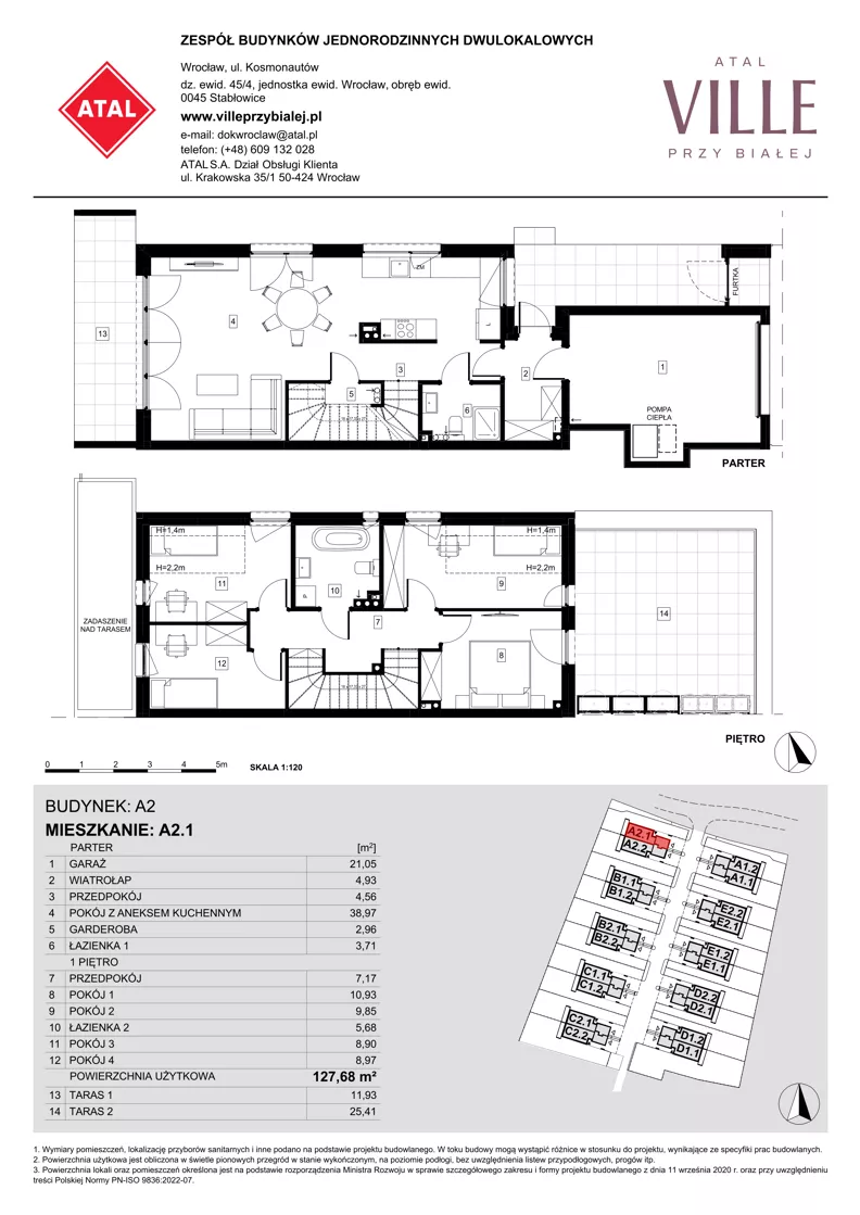 Dom 127,69 m², oferta nr A1.2, ATAL Ville przy Białej, Wrocław, Leśnica, Stabłowice, ul. Biała