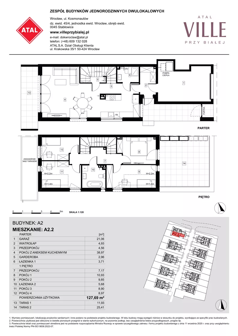 Dom 127,69 m², oferta nr A2.2, ATAL Ville przy Białej, Wrocław, Leśnica, Stabłowice, ul. Biała