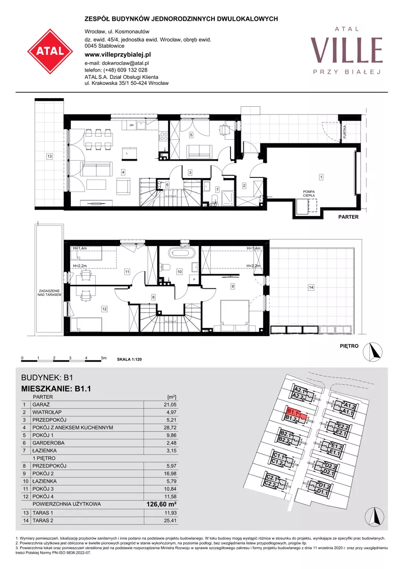 Dom 126,60 m², oferta nr B1.1, ATAL Ville przy Białej, Wrocław, Leśnica, Stabłowice, ul. Biała