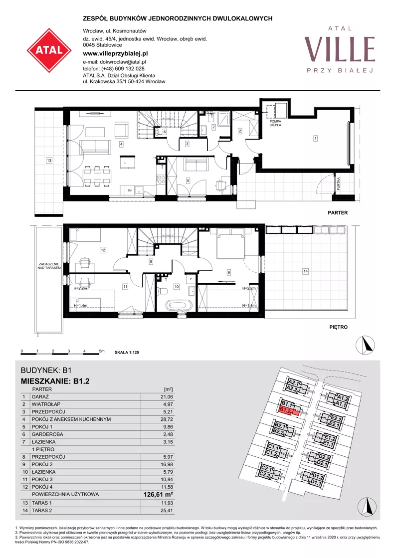 Dom 126,61 m², oferta nr B1.2, ATAL Ville przy Białej, Wrocław, Leśnica, Stabłowice, ul. Biała