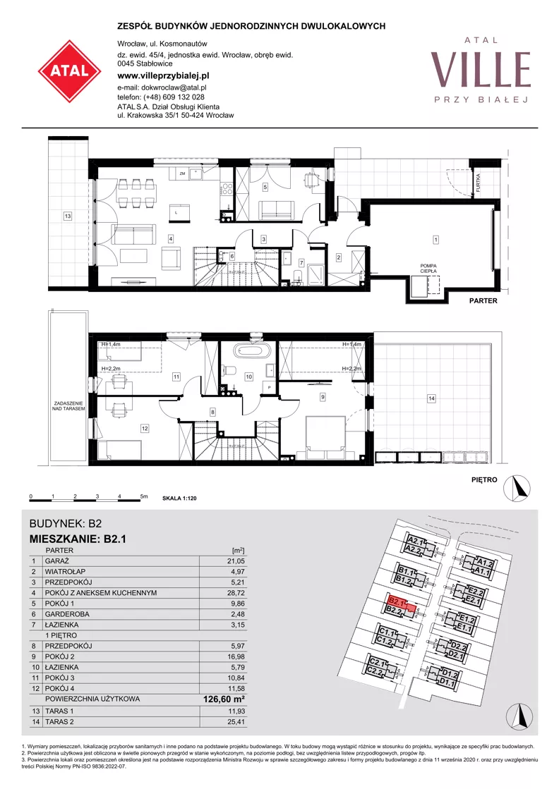 Dom 126,60 m², oferta nr B2.1, ATAL Ville przy Białej, Wrocław, Leśnica, Stabłowice, ul. Biała