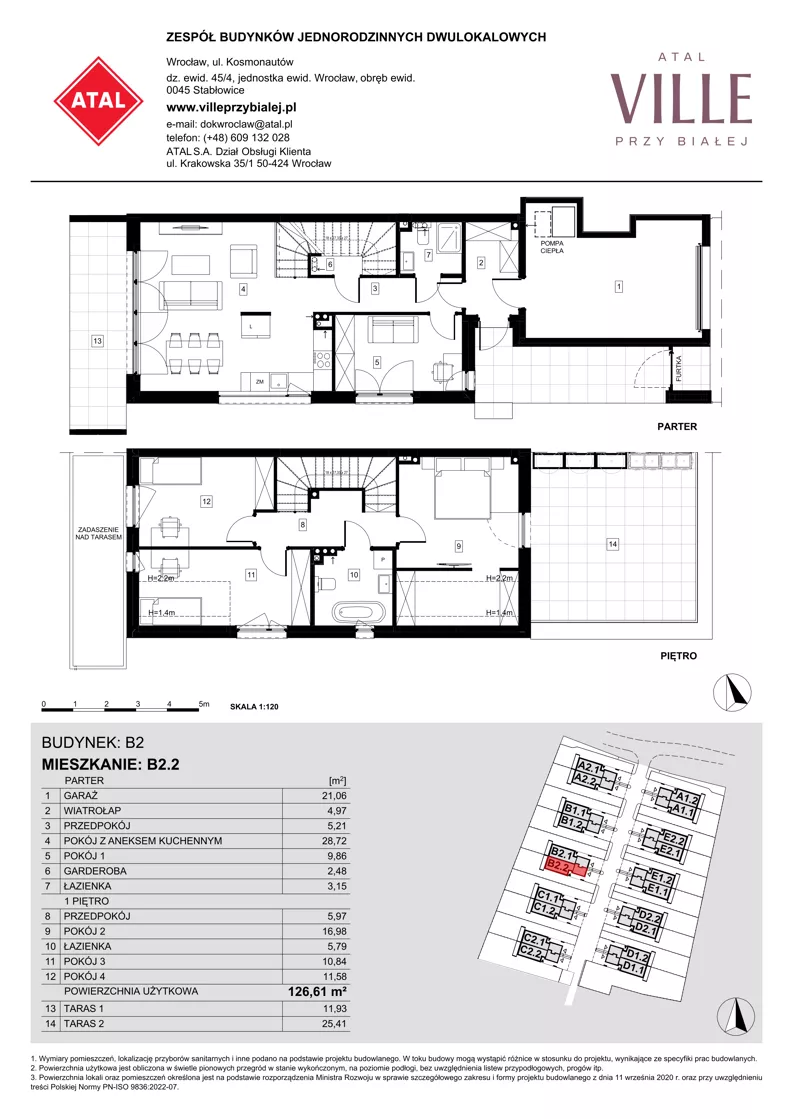 Dom 126,61 m², oferta nr B2.2, ATAL Ville przy Białej, Wrocław, Leśnica, Stabłowice, ul. Biała