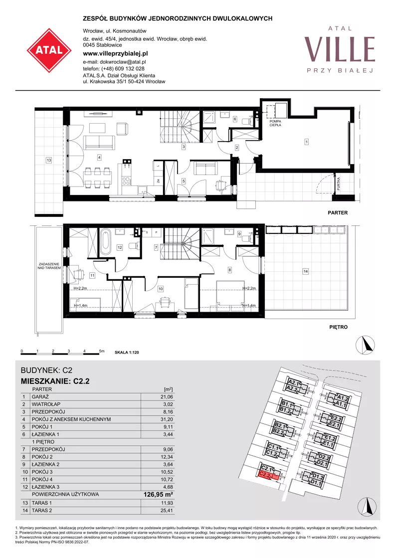 Dom 126,95 m², oferta nr C2.2, ATAL Ville przy Białej, Wrocław, Leśnica, Stabłowice, ul. Biała