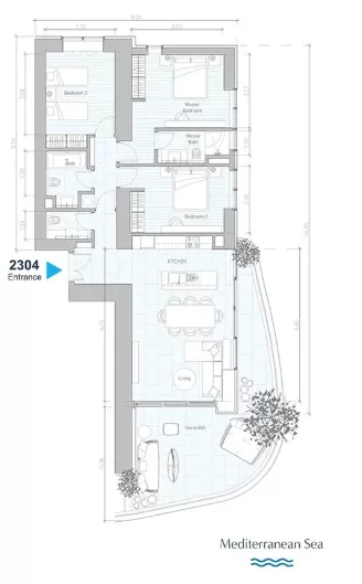 4 pokoje, apartament 222,40 m², piętro 23, oferta nr 2304, Limassol Blue Marine, Limassol